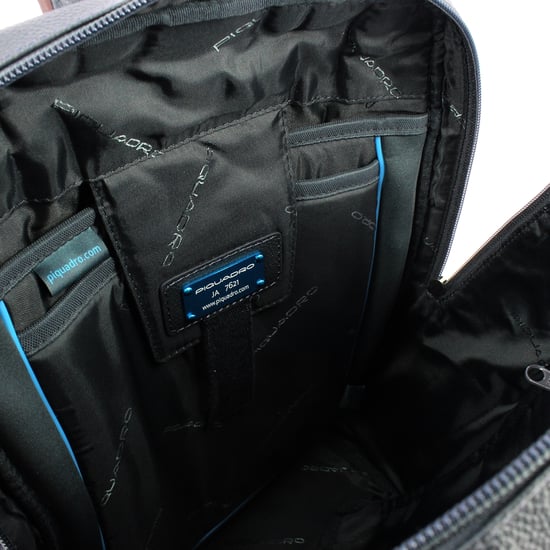 Laptop Backpack in leather 14.0 Piquadro BLU/MARRONE - Image 4