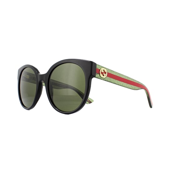 Gucci Sunglasses GG0035S 002 Black, Green Glitter and Red Green