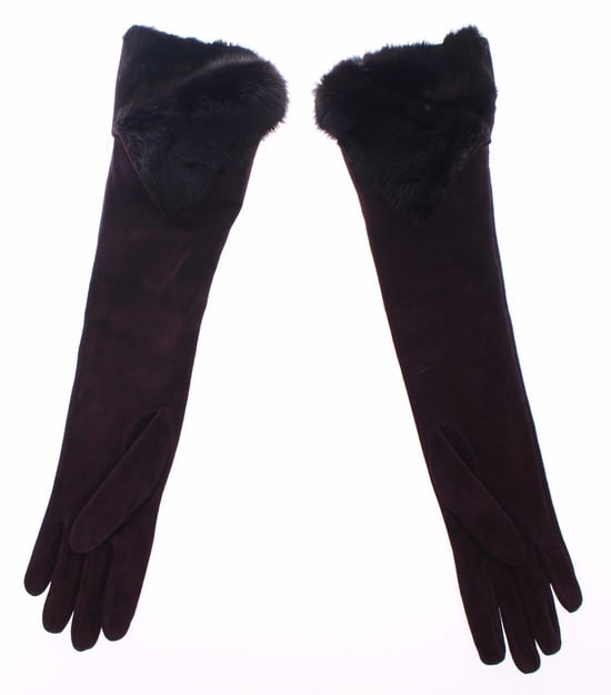 Dolce & Gabbana Women's Purple Mink Fur Goatkin Suede Leather Gloves (Gants en cuir de chèvre en fourrure violette) - Image 2