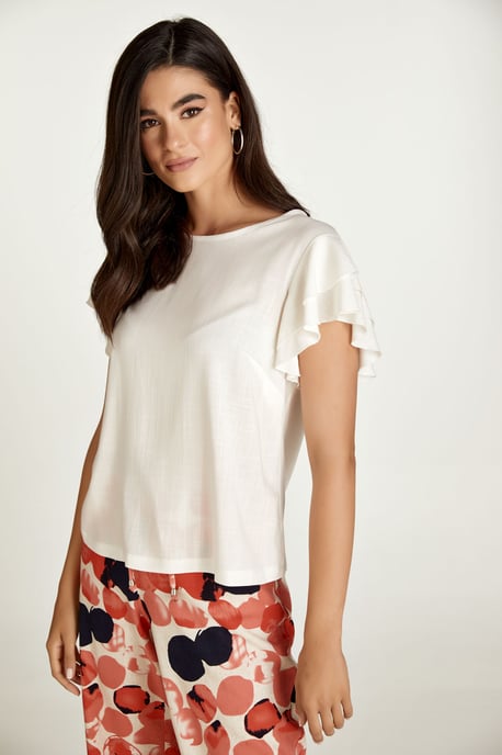 Frill Detail Ecru Top