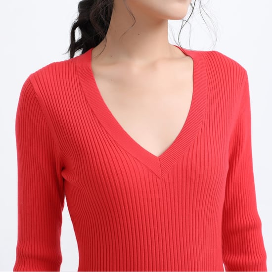 Midi-Pullover-Kleid mit V-Ausschnitt - Image 3