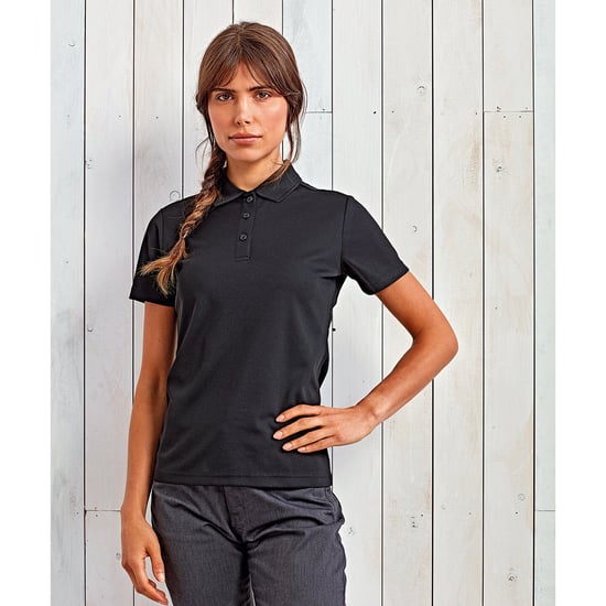 Premier Womens/Ladies Sustainable Polo Shirt (Schwarz) - Image 3