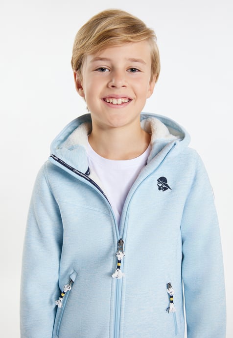 Schmuddelwedda Strickfleeceblouson Jungs Eisblau Melange - Image 5