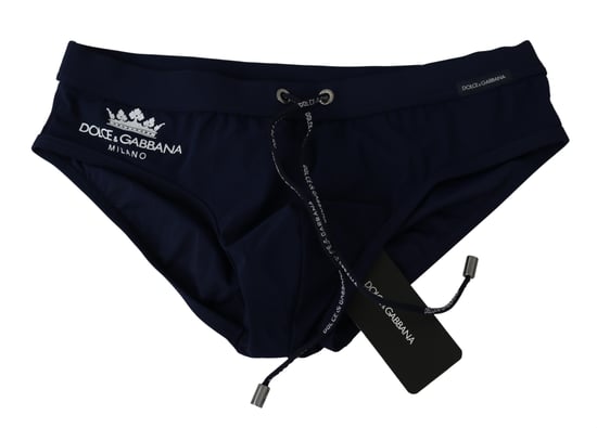 Dolce & Gabbana Men's Blue Logo Beachwear Briefs Nylon Stretch Swimwear
