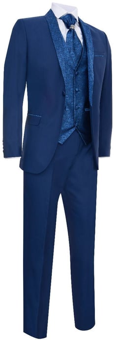 Herren 4-teiliges blaues maßgeschneidertes Hochzeitsanzug - Image 3
