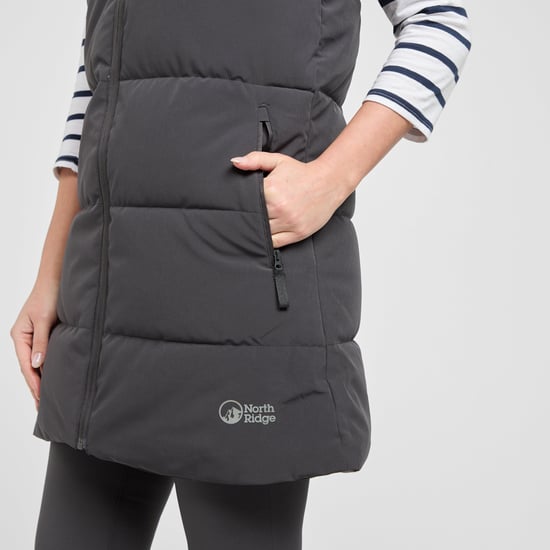 North Ridge Women's Long Line Roaming Water Repellent & Insulated Gilet with Hood