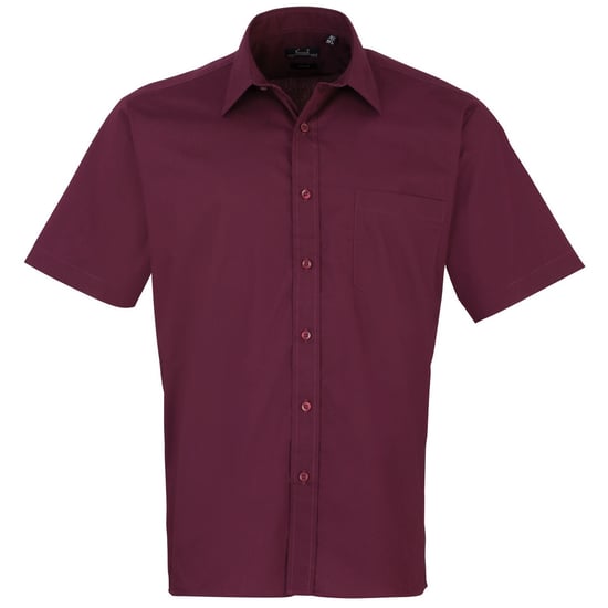 Premier Popelin Herren Hemd, kurzärmlig (Aubergine) - Image 1
