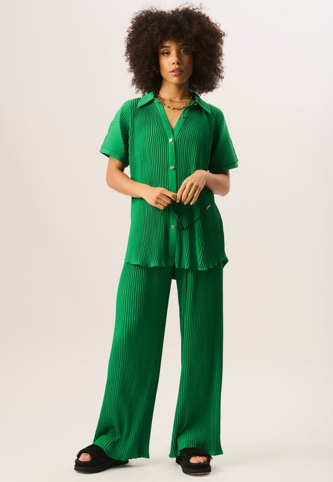 Plisse Short Sleeve Oversized Shirt