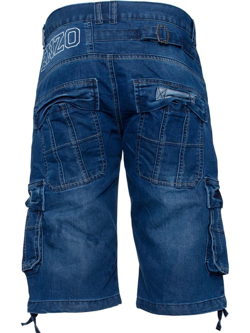 Enzo Herren Cargo Combat Denim Shorts - Image 5