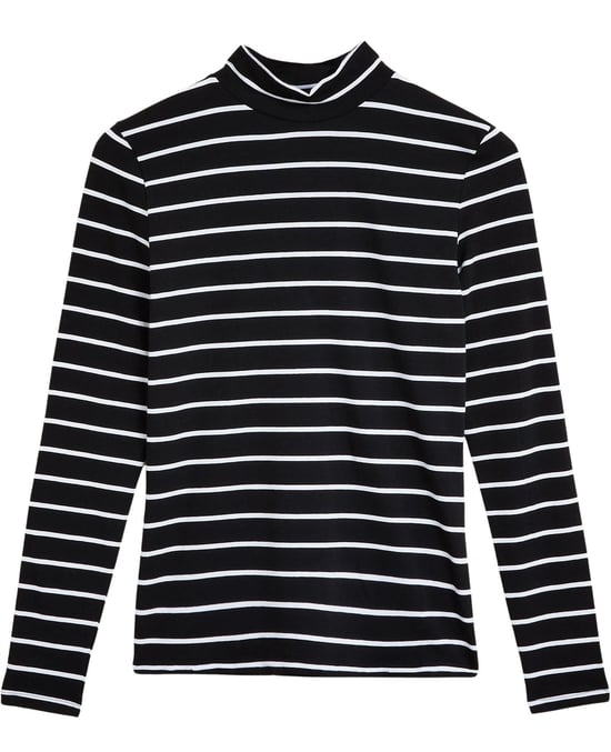 High Neck Striped Jersey Top