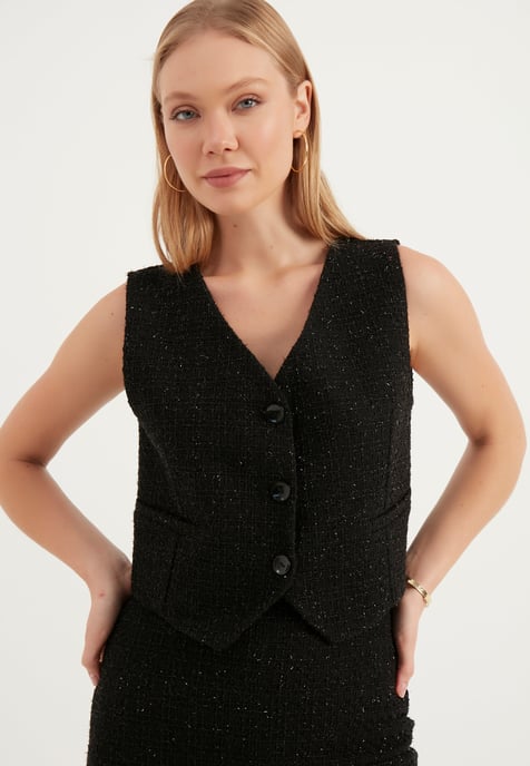 Tweed Crop Vest