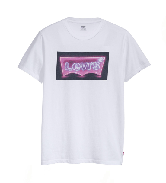Levi's White Neon Housemark Batwing Logo T-Shirt