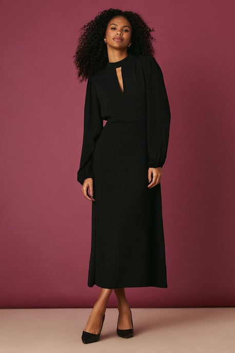 Black Keyhole Midi Dress