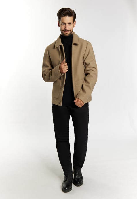 Dreimaster Übergangsjacke in Wolloptik Herren Graubeige - Image 2
