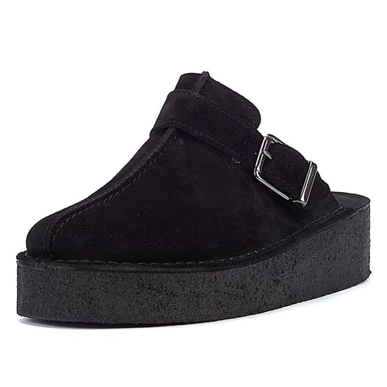 Clarks Original Trek Wedge Damen Schwarz Wildleder Mules - Image 3