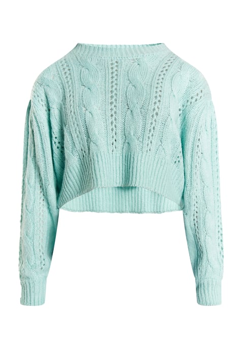 Mymo Kurzer Strickpullover Damen Aqua - Image 1