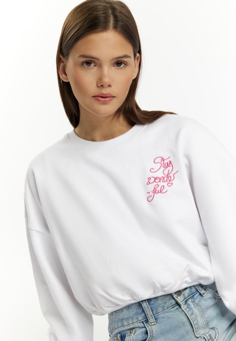 Mymo Sweatshirt kurz Damen weiss - Image 5