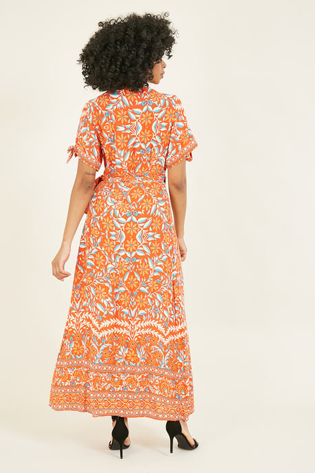 Orangefarbenes Kleid mit Blumen Yumi - Image 3