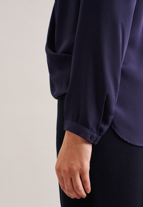 Wickelbluse Damen Dunkelblau - Image 4