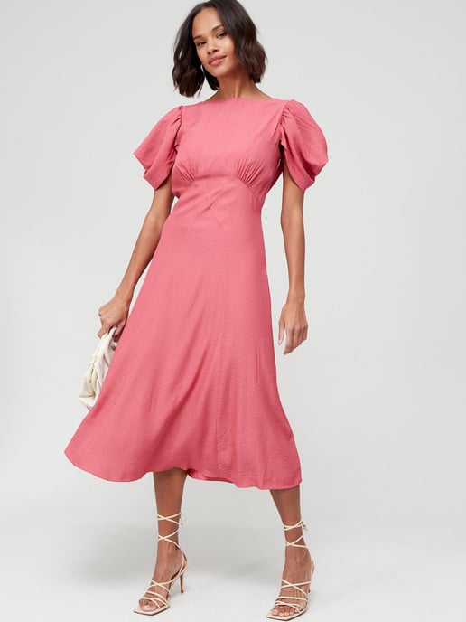 Ted Baker Tulipi Panelled Midi Tea Dress, Mid Pink