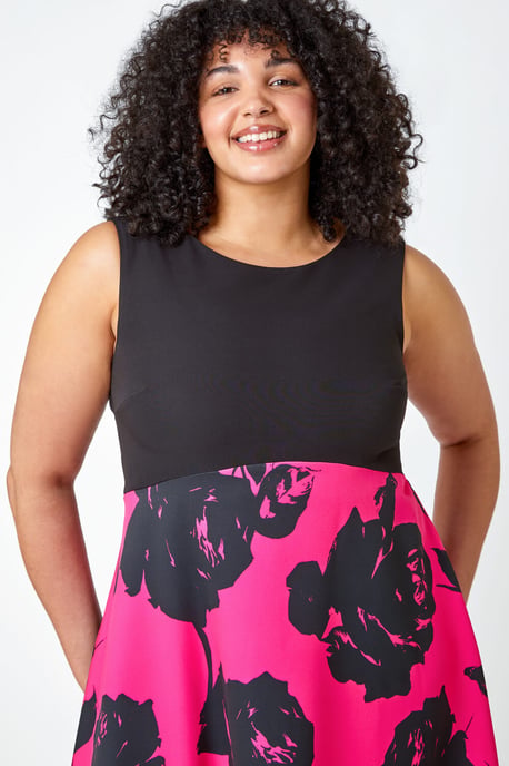 Curve Premium Stretch Floral Midi Dress