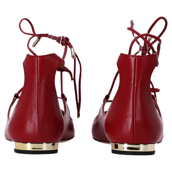 Aquazzura Christhy Schnür-Ballerinas aus rotem Leder - Image 4