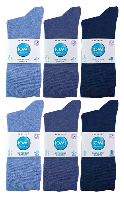 IOMI - 12 Paar Multipack Herren Diabetiker Bambus Socken | Extra breite nahtlose Socken mit nicht elastischen sanften Grip Top - Marineblau - Image 2