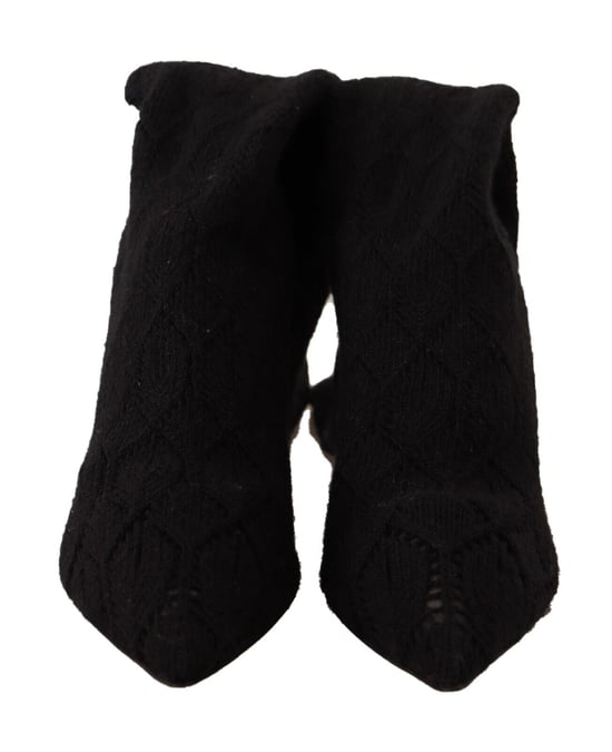 Dolce & Gabbana Damen Schwarze Stretch-Socken Kniestrümpfe Booties Schuhe - Image 2