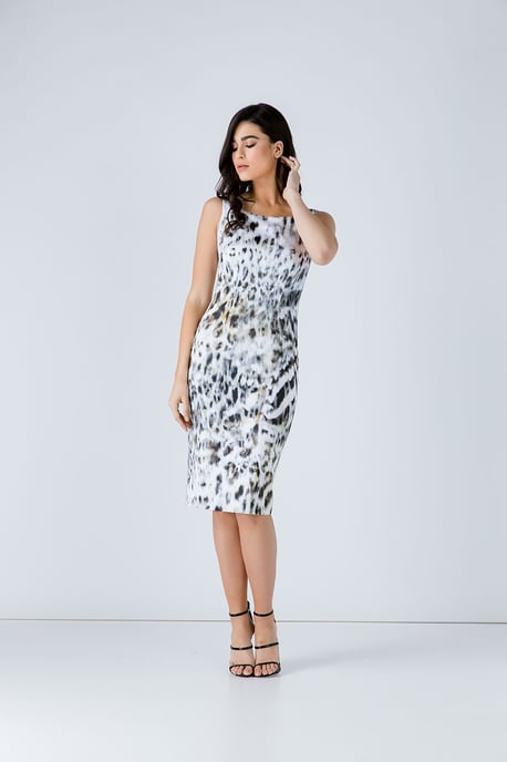 Animal Print Zip Detail Dress