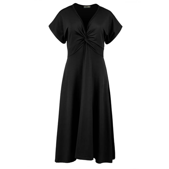 Black Knot-Front Jersey Midi Dress