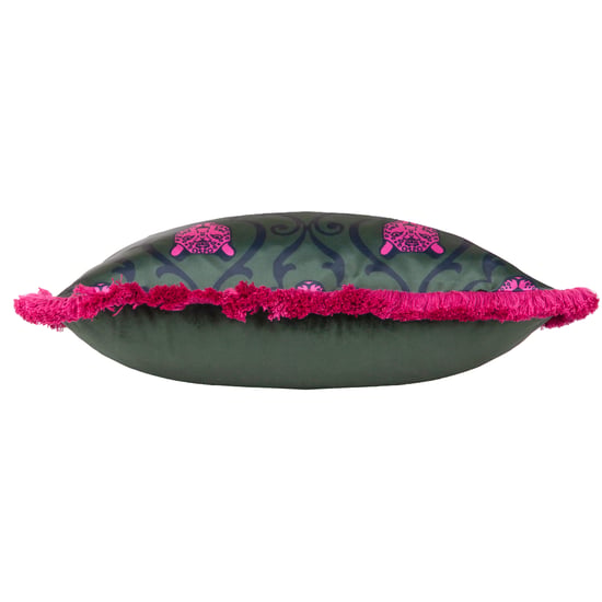 Paoletti Lupita Fringed Animal Satin Polyester Filled Cushion