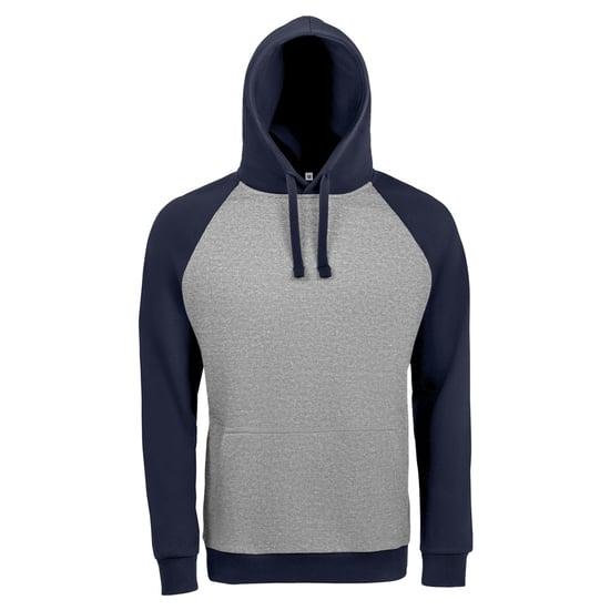 SOLS Unisex Seattle Contrast Raglan Hoodie (Grau meliert/Französisch Navy) - Image 1