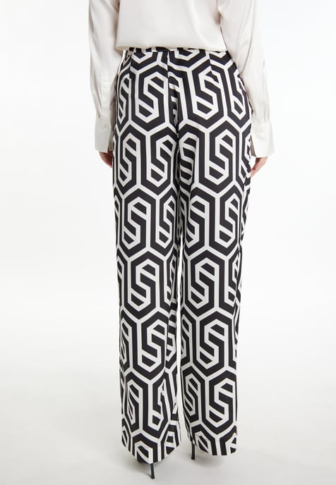 Dreimaster Stoffhose Damen schwarz-wollweiß - Image 4