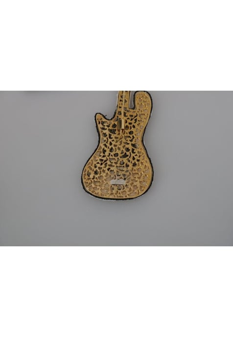 Dolce & Gabbana Women's Gold Brass Beaded Guitar Pin Accessory Brooch