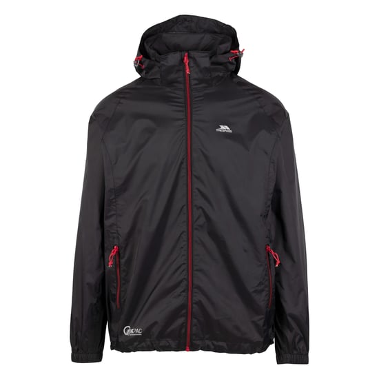 Trespass Qikpac X Unisex Packaway Jacket (Black/Red)
