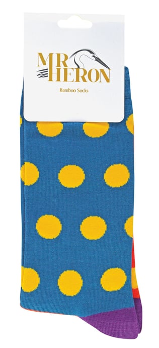 Herr Heron - Herren Bambus Socken | Neuheit Funky Socken | Gemusterte Argyle gestreifte Socken | Atmungsaktiv weich | Geschenke für Ihn - Spots (Teal) - Image 2