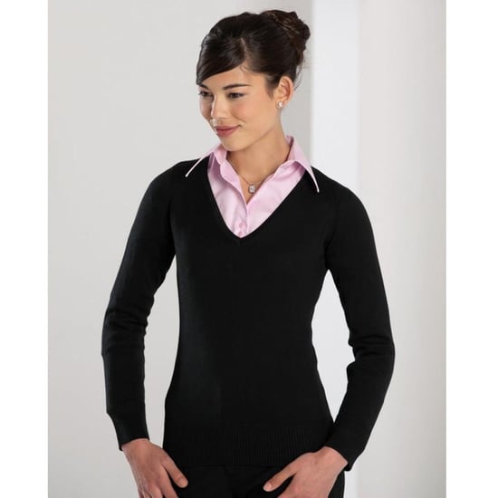 Russell Collection Damen Strickpullover mit V-Ausschnitt (Schwarz) - Image 2