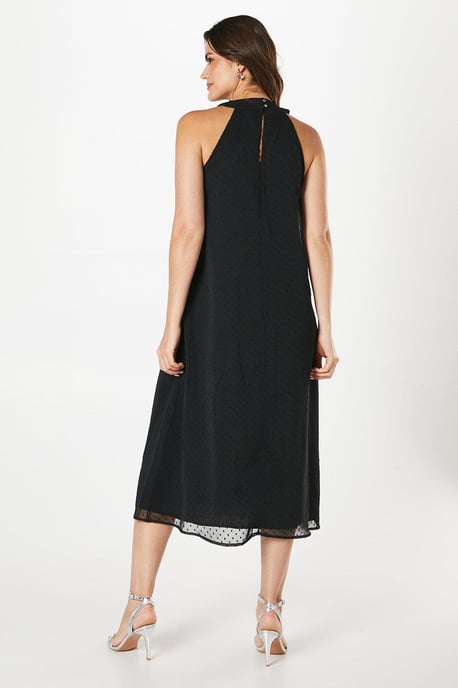 Petite Dobby Embellished Halterneck Swing Dress - Image 3