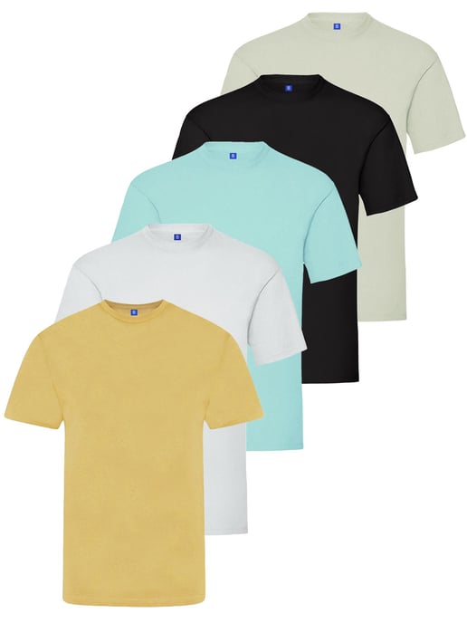 Kruze | Herren Rundhals-T-Shirts (5er-Pack) - SCHWARZ/GRAU/WEISS/HIMMELBLAU/BEIGE - Image 1