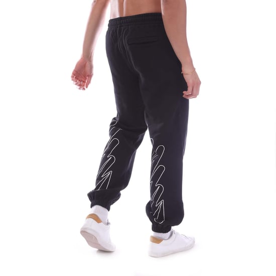 Men's Off White Wave Outline Diagonal Short Sweatpants in Black-White