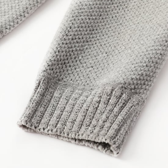 Herren-Cardigan mit Rei?verschluss, Stehkragen und gefuttertem Grobstrickpullover hellgrau - Image 4