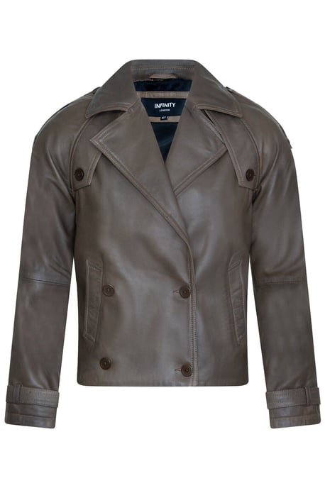Kurze, �bergro�e Trenchcoat-Lederjacke f�r Damen - Canberra - Image 1