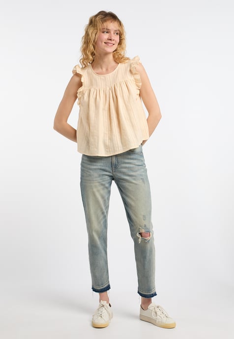 Dreimaster Bluse Damen Beige Creme - Image 2