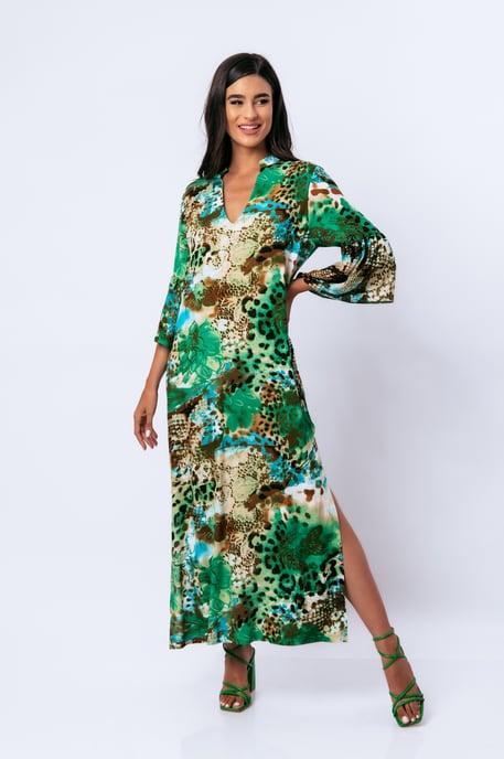 Maxikleid im Kaftan-Stil mit Tiermuster - Image 5