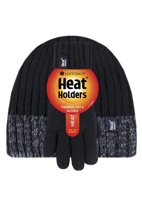 Wärmehalter - Kinder Jungen Winter warmes Fleece gefüttert isoliert stricken umdrehen Manschette gerippte Mütze und Handschuhe Set - BS2P9710 - Image 2