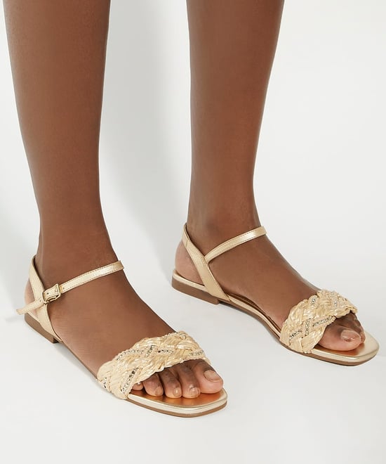 Dune Ladies Lastle - Metallic Leather Braided Sandals - Image 3