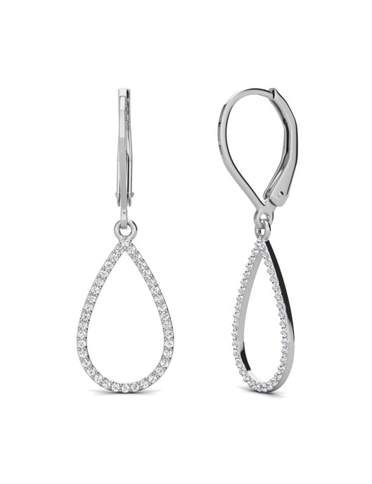 Laelia Ohrringe mit baumelndem Ring - Silber und Kristall - Image 1