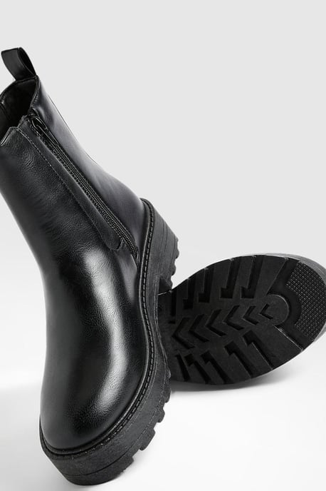 Wide Fit Double Tab Detail Chunky Chelsea Boots - Image 6