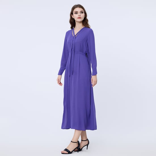 Langes Blusen-Kleid mit V-Ausschnitt - Image 2