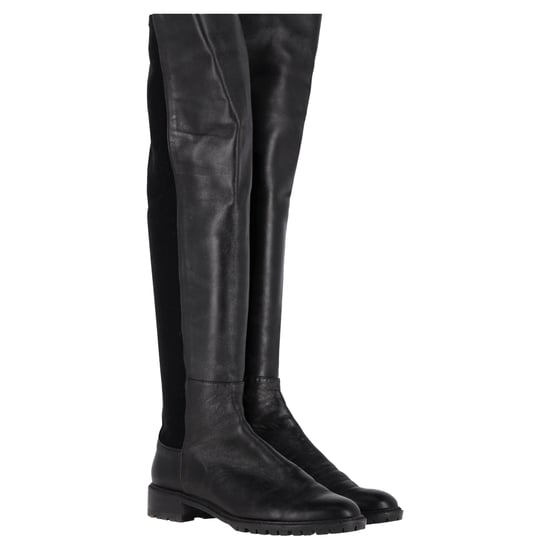 Stuart Weitzman 5050 Lift Overknee-Stiefel aus schwarzem Leder und Wildleder - Image 3